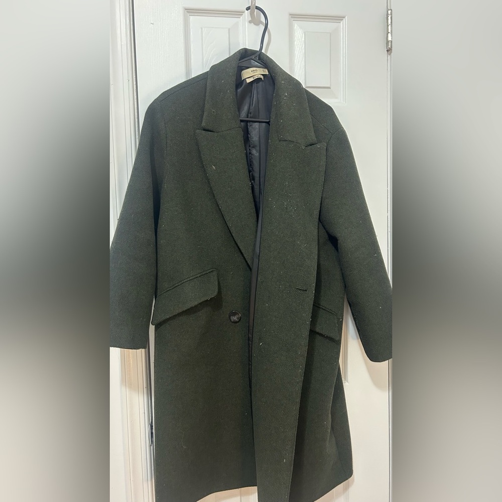 Double Breasted Dark Green Wool Coat